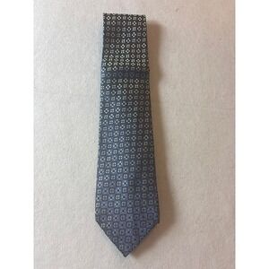 Charvet Place Vendôme Mens Silk Tie Geometric Pattern Blue & Green 3.5" Width